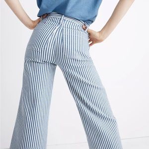 MADEWELL Emmett Wide-Leg Crop Pants in Herringbone Railroad Stripe Size 26